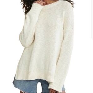 Jenni Kayne Cotton Linen Boyfriend Sweater XL - Cream